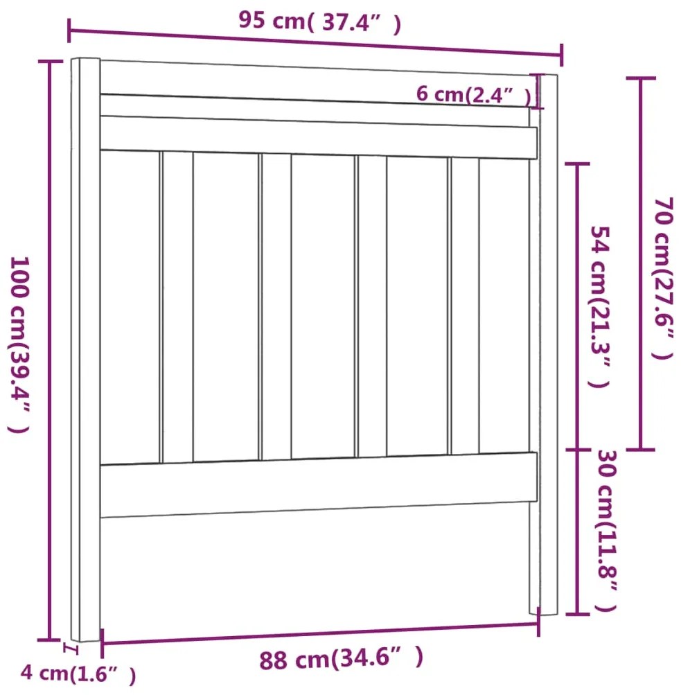 Cabeceira de cama 95x4x100 cm pinho maciço branco