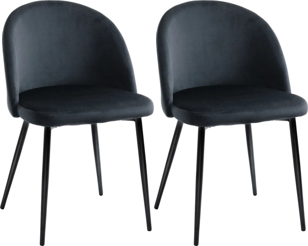 HOMCOM Conjunto de 2 Cadeiras para Mesa de Jantar Cadeira de Cozinha Escandinava em Veludo Acolchoada com Pés Afilados em Metal | Aosom Portugal