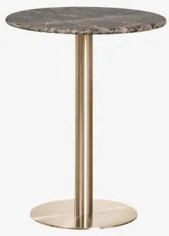 Mesa De Bar Redonda Em Pedra Natural Xiren Ø60 Cm & Mármore Castanho Emperador & Ouro Escovado - Sklum
