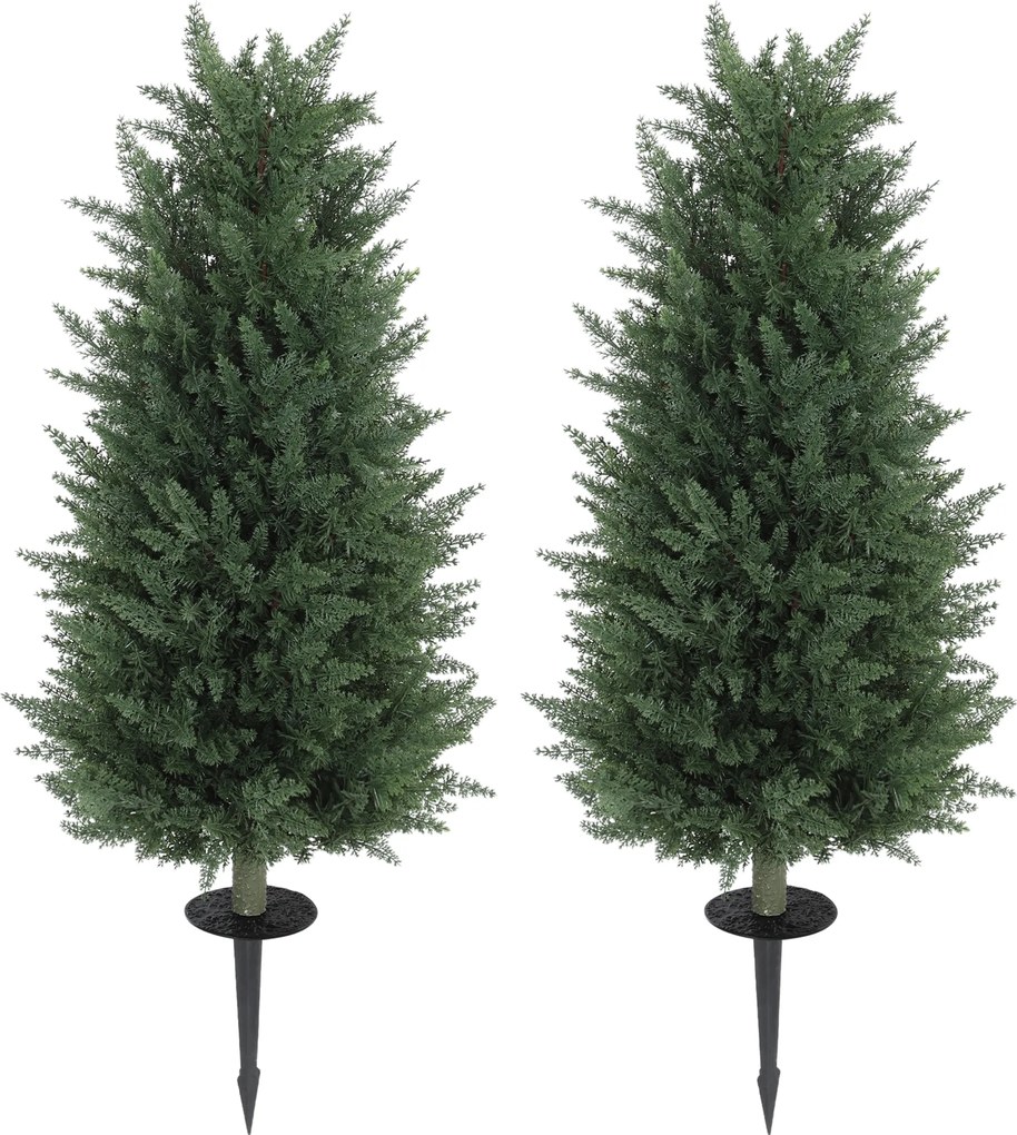 HOMCOM Conjunto de 2 plantas artificiais, ciprestes artificiais com 831 folhas cada, versáteis, Verde | Aosom Portugal