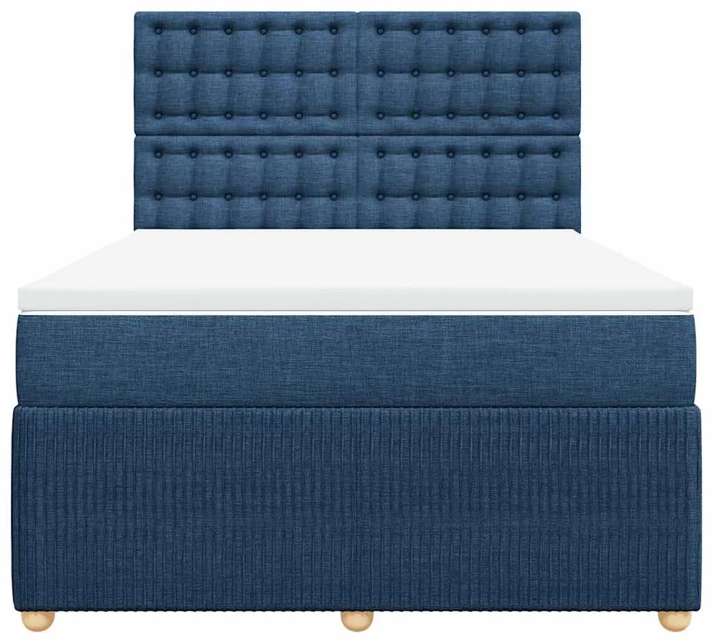 Cama com molas/colchão 140x200 cm tecido azul