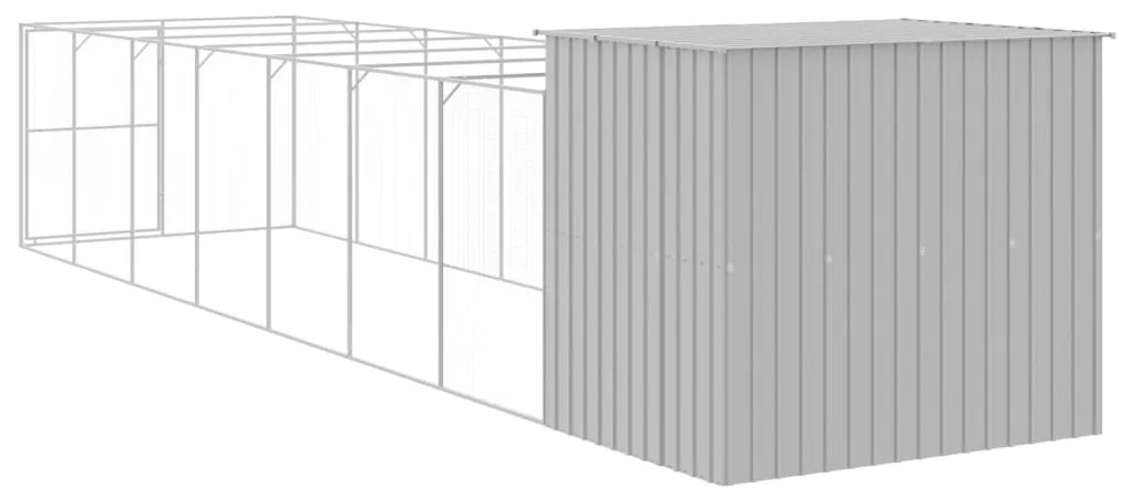 Casota cães c/ parque 214x865x181 cm aço galvaniz. cinza-claro