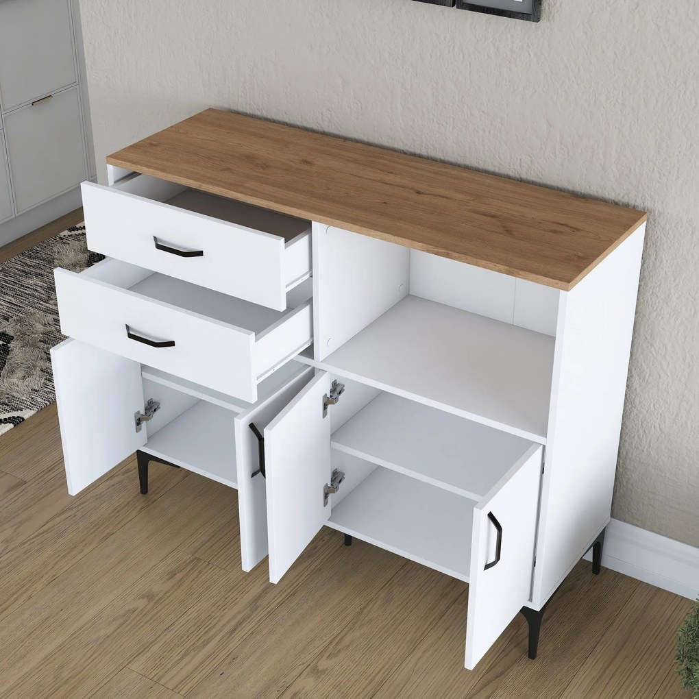 Armário Multiusos JE166 – Branco Nogal – 120x98,6x40 cm