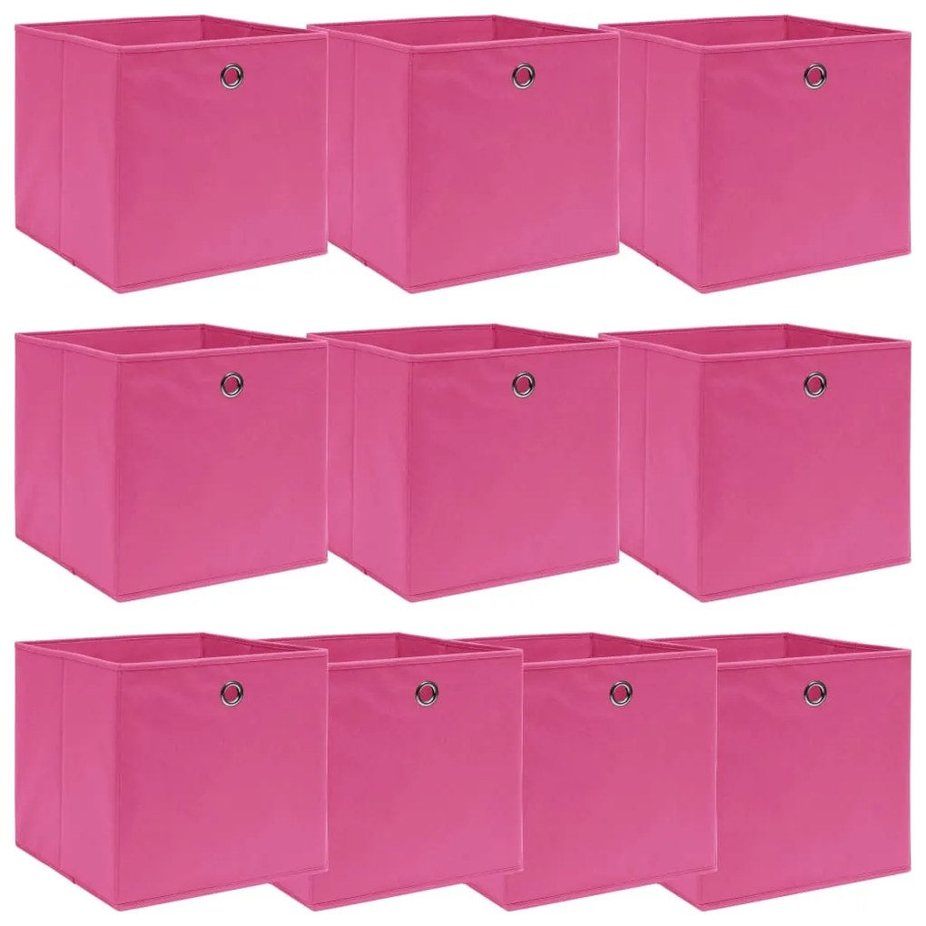 288347 vidaXL Caixas de arrumação 10 pcs 32x32x32 cm tecido rosa