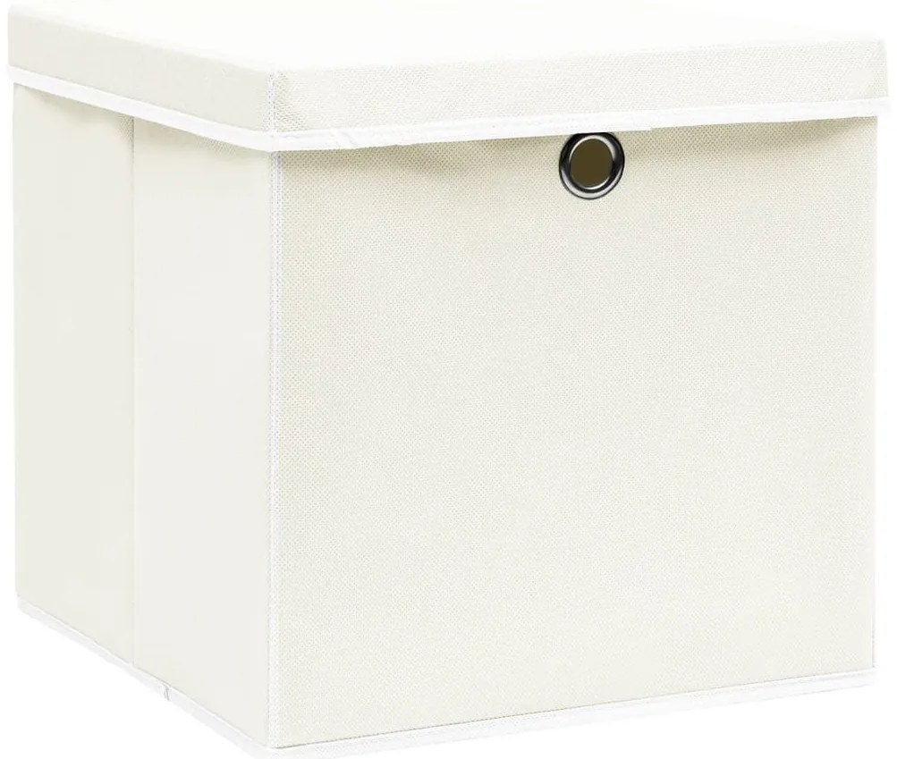 Caixas de arrumação com tampas 4 pcs 32x32x32 cm tecido branco