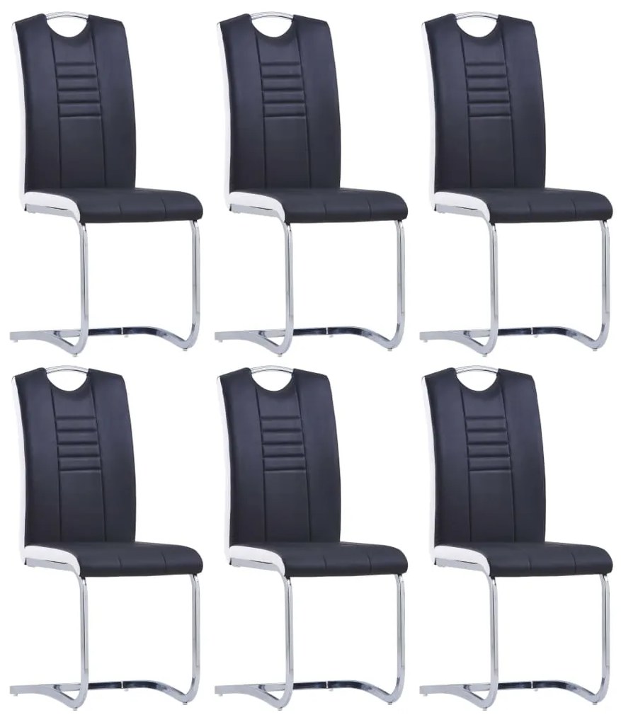 7 pcs conjunto de jantar couro artificial preto