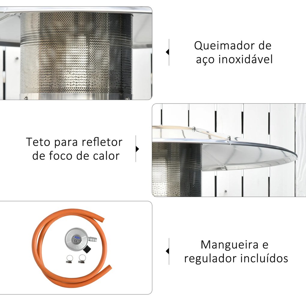 Aquecedor a Gás para Exterior – Ø81,5x225 cm | 12,5KW, Tipo Guarda-Sol