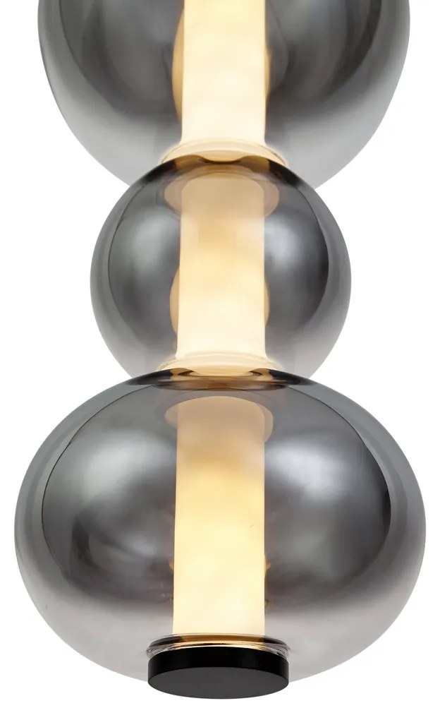 Candeeiro suspenso Art Deco preto com vidro fumado e transparente 3 luzes incluindo LED - Lizzy Art Deco