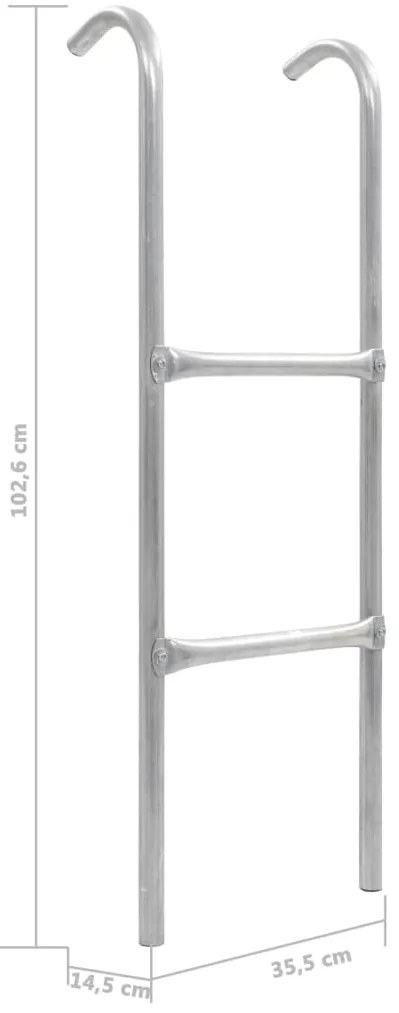 Escada de 2 degraus para trampolim 102,6 cm aço prateado