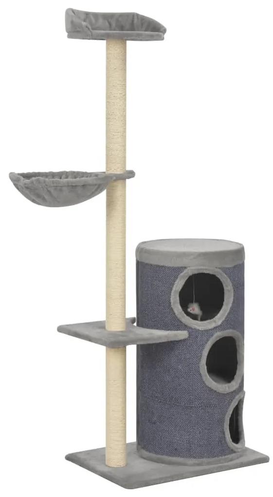 Árvore para gatos c/ postes arranhadores sisal 148 cm cinzento
