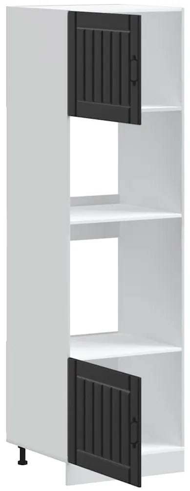 Armários forno 2 pcs Kalmar derivados de madeira preto