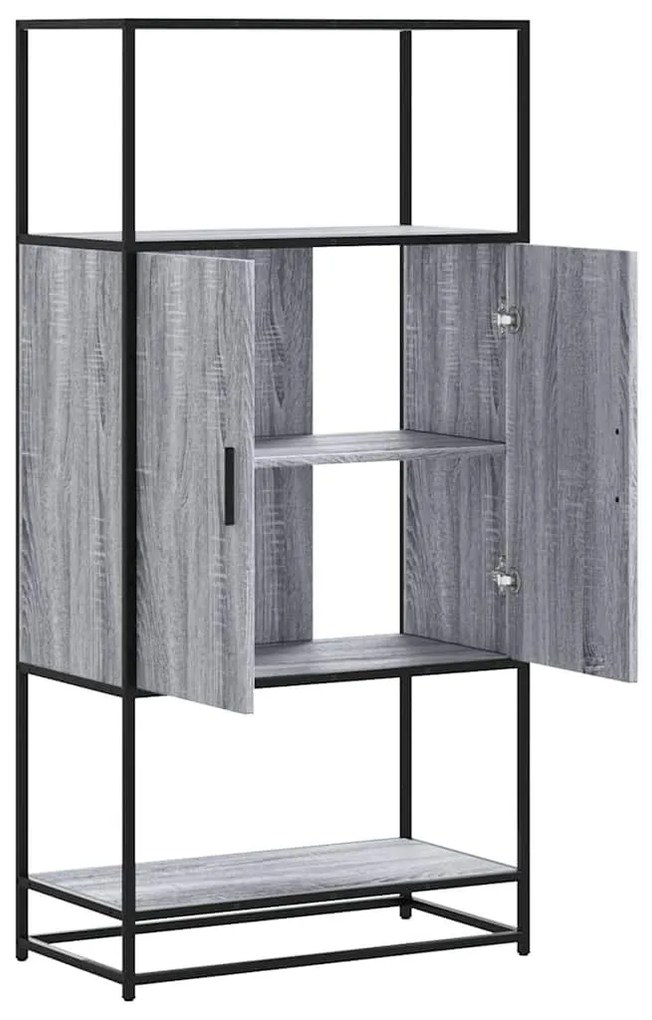 Armário alto 68x35x139 cm madeira e metal cinza sonoma