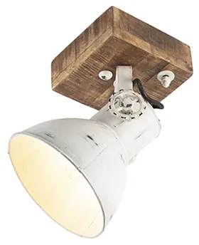 Projetores industriais branco com madeira de manga 18 cm - Mangoes