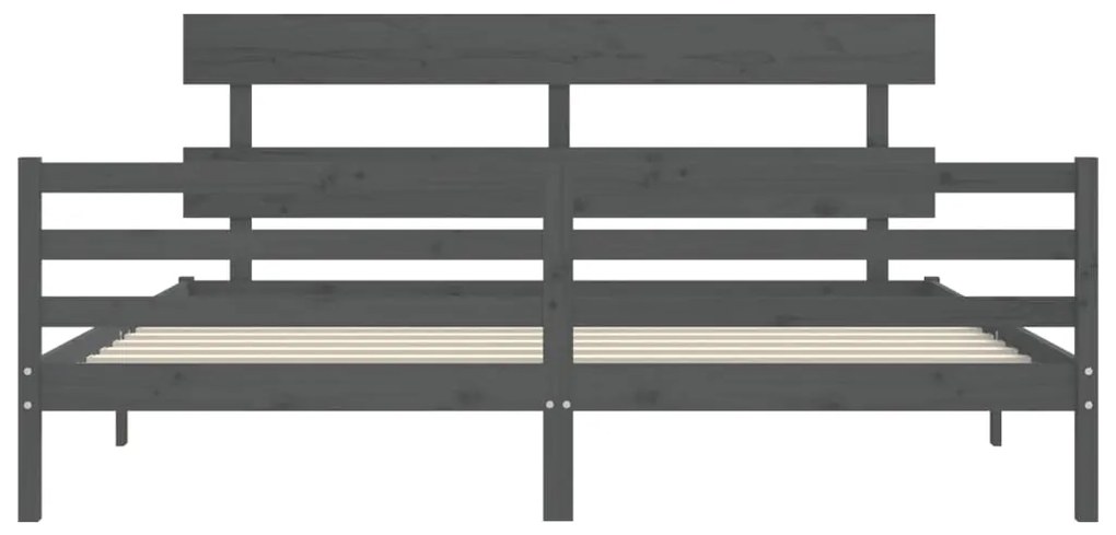 Estrutura de cama com cabeceira 200x200 cm madeira maciça cinza