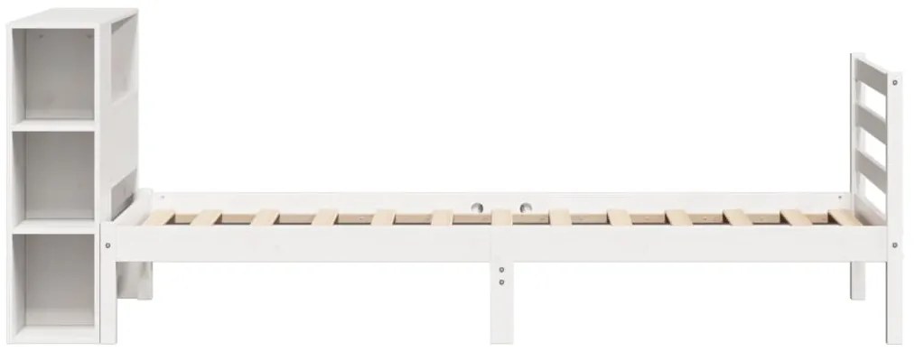 Cama com estante sem colchão 75x190 cm pinho maciço branco