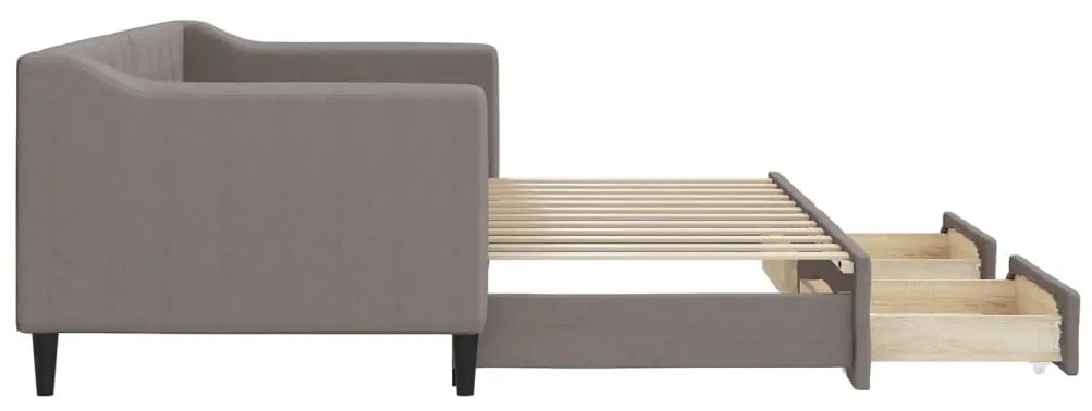 Sofá-cama c/ gavetão/gavetas 80x200 cm tecido cinza-acastanhado