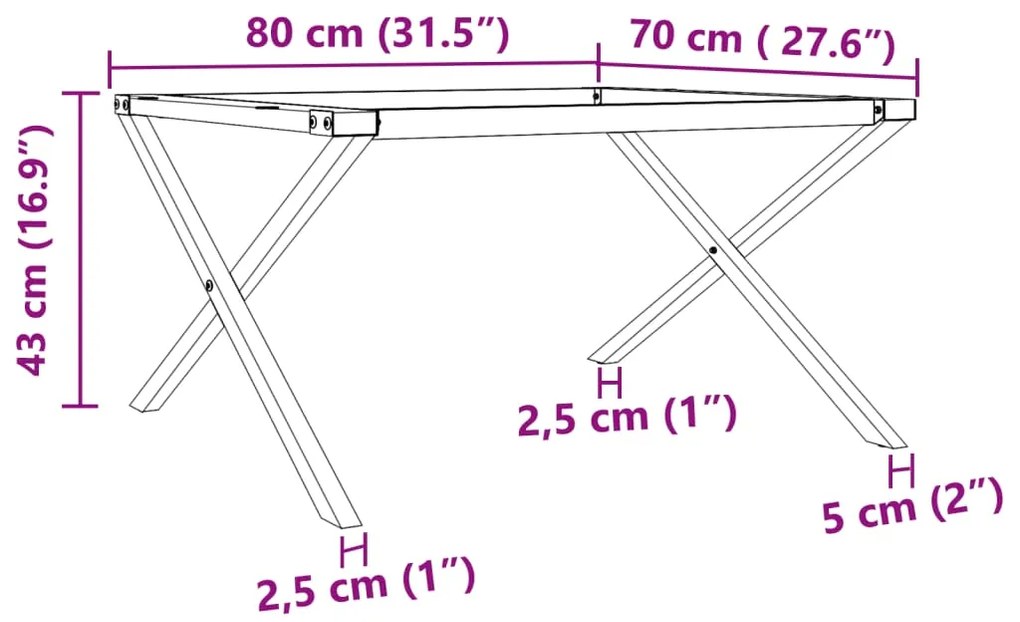 Pernas para mesa de centro estrutura em X aço