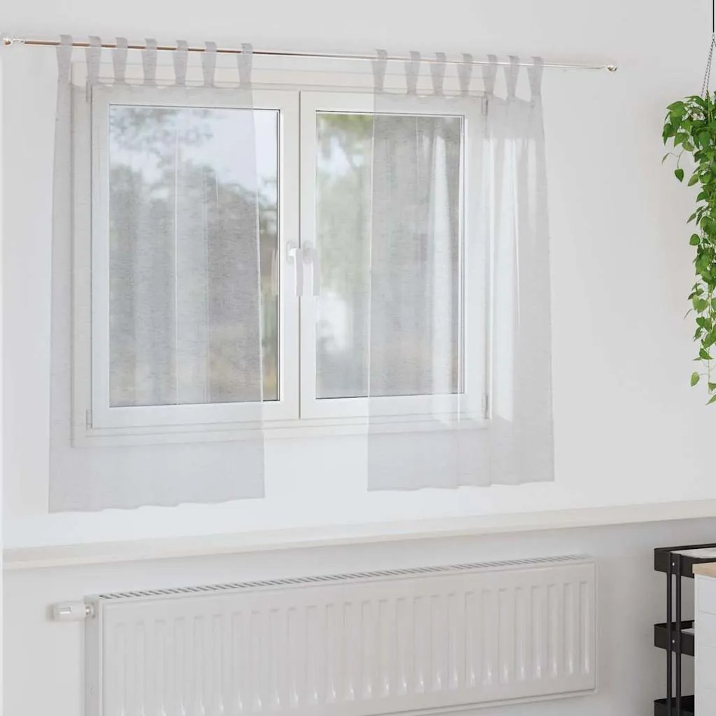 vidaXL Cortina de Voile 2 pcs Cinzento-claro 140 x 140 cm Poliéster