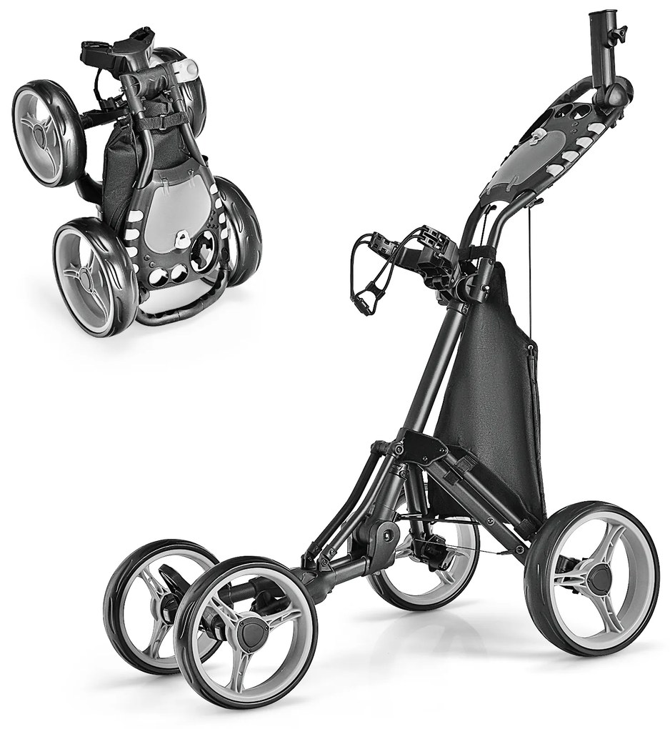 Carrinho de golfe leve, dobrável e dobrável com 4 rodas - Verde