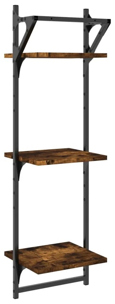 Estante 3 prateleiras + barras 2pcs 30x25x100cm carvalho fumado