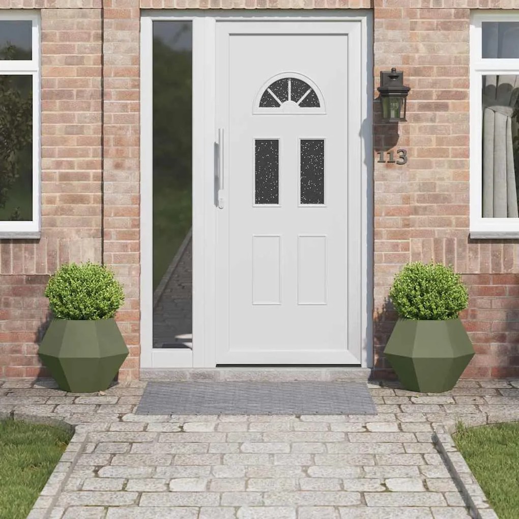 vidaXL Floreira 2 pcs Verde Oliva 50 x 50 x 40 cm Aço