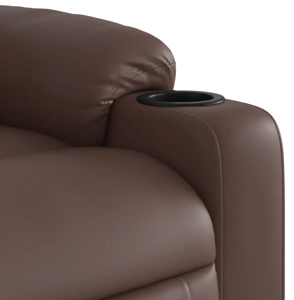 Poltrona reclinável elevatória couro artificial castanho