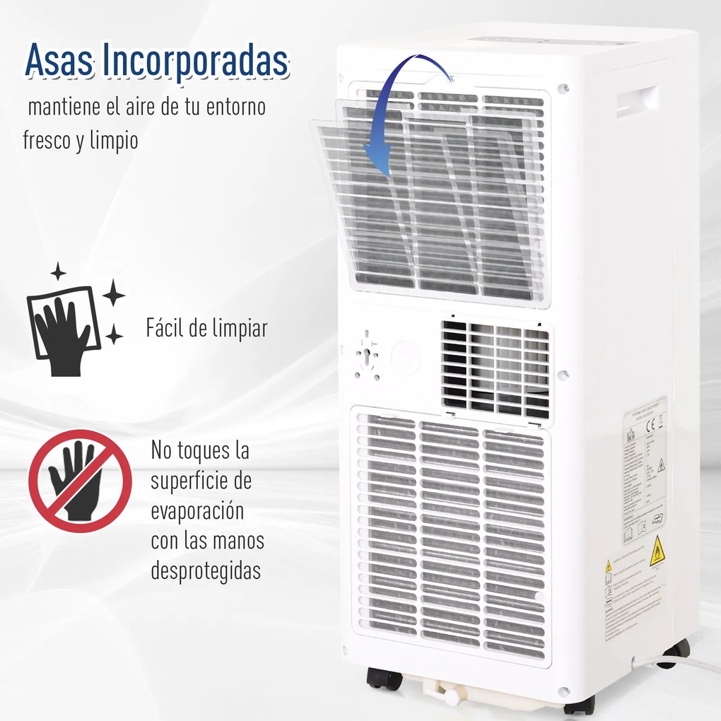 HOMCOM Ar Condicionado Portátil 7000BTU 3 em 1 Refrigerador Desumidificador e Ventoinha com Temporizador LED e Controlo Remoto Silencioso 30,5x32,8x67,8 cm Branco