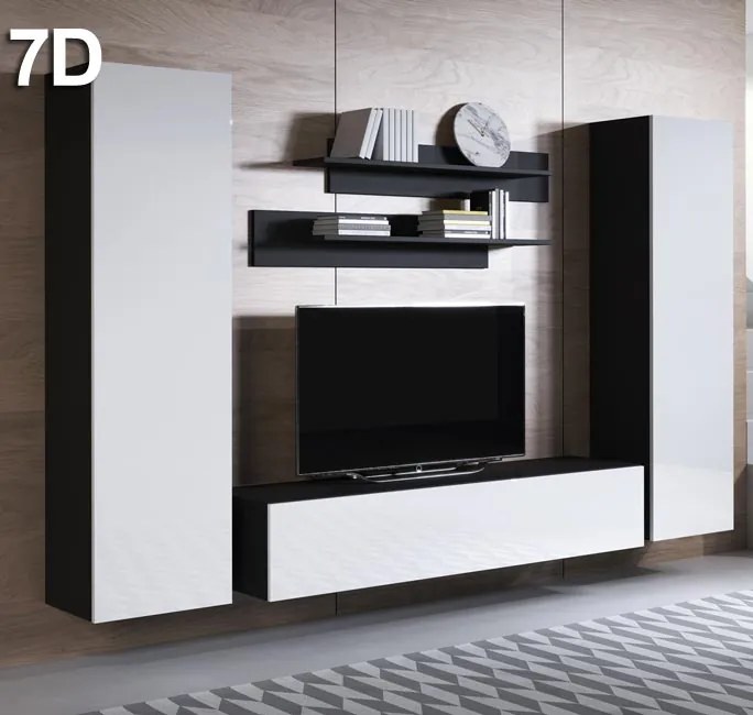 Conjunto de Móveis de Sala Cabeceiras – 2,6 m – Modular em Preto e Bra