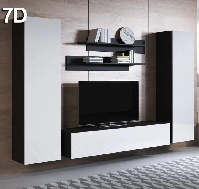 Conjunto de muebles Leiko 7D negro y blanco (2,6m)