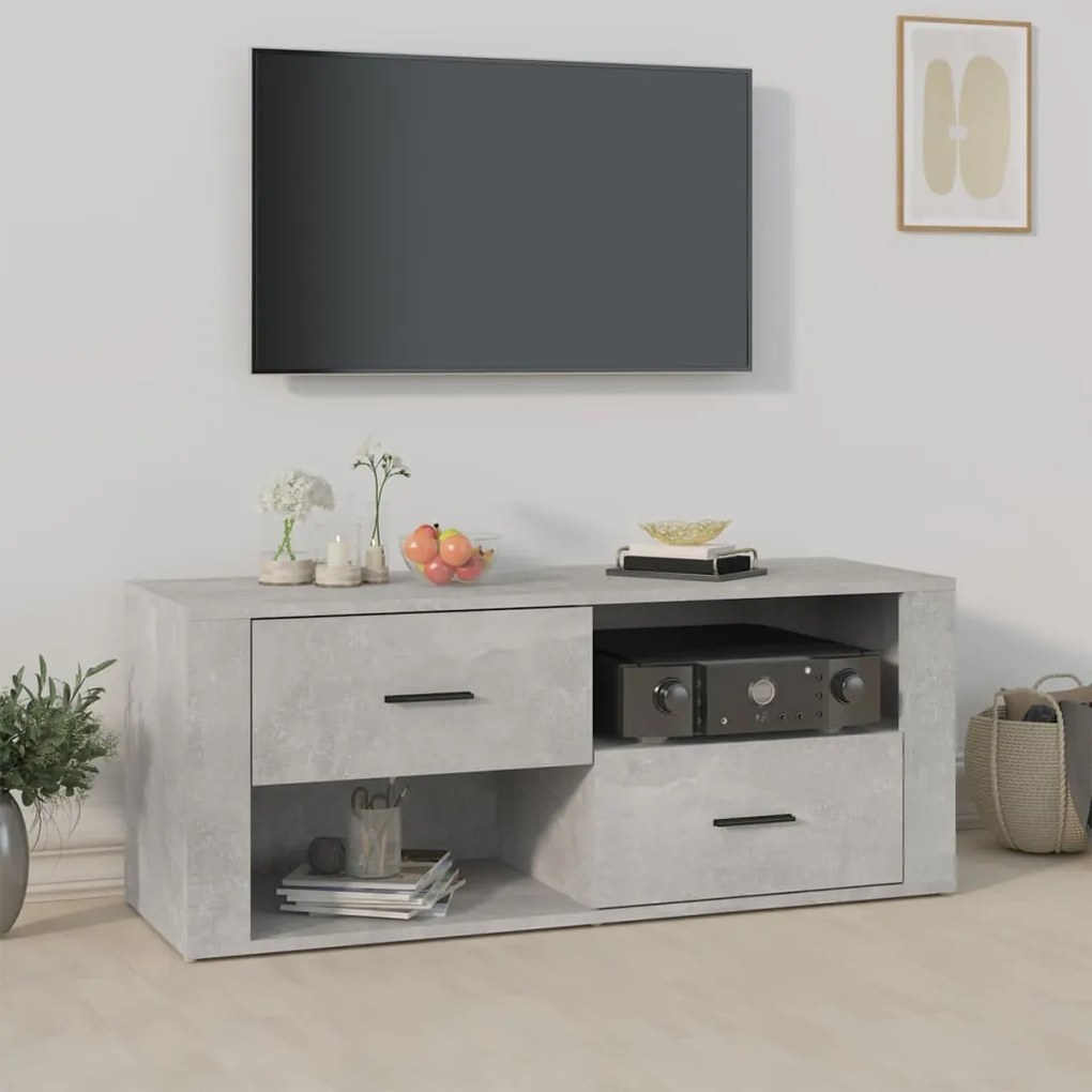 vidaXL Móvel p/ TV 100x35x40cm madeira processada cinzento cimento