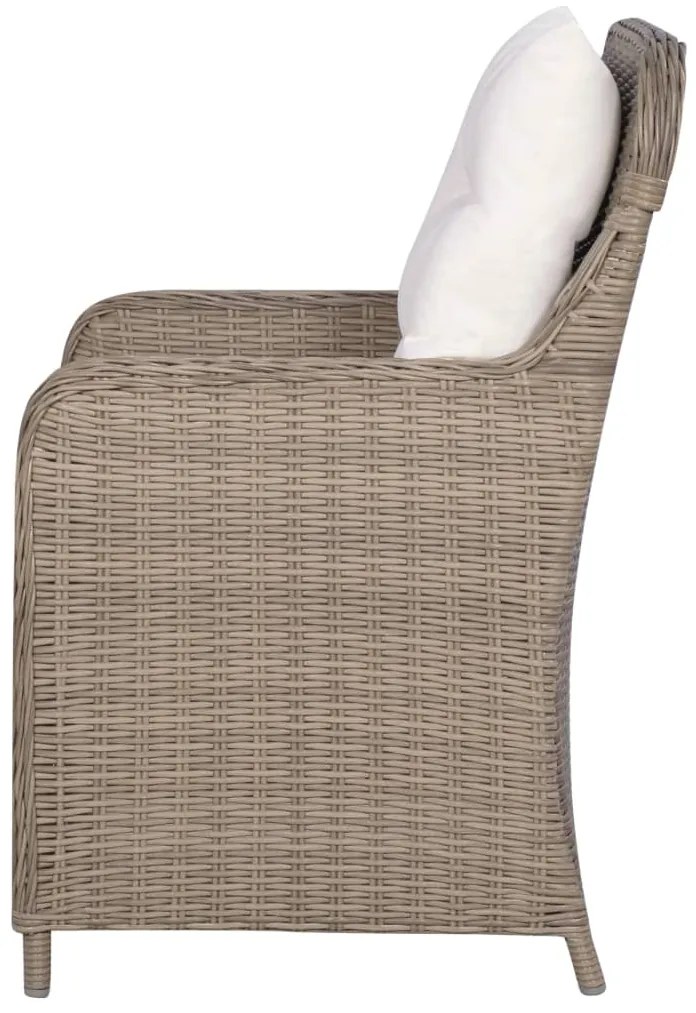 Cadeiras de exterior c/ almofadões 2 pcs vime PE castanho