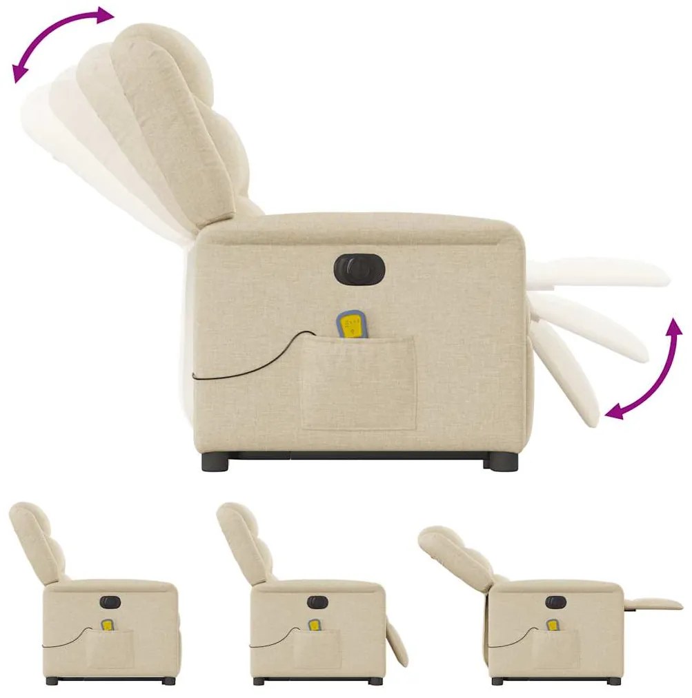 Poltrona elétrica elevatória massagens tecido creme
