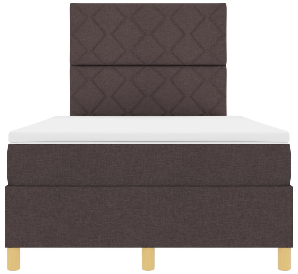 Cama Box Spring com Colchão Marrons Escuro 120x200 cm Tecido
