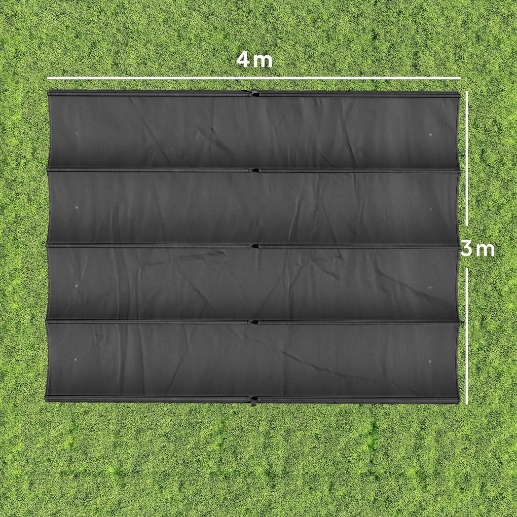 Toldo de Reposição Retrátil 3,92x3,5 m para Estrutura de 4x3 m Apenas Cobertura de Tecido para Jardim com 8 Orifícios Cinzento