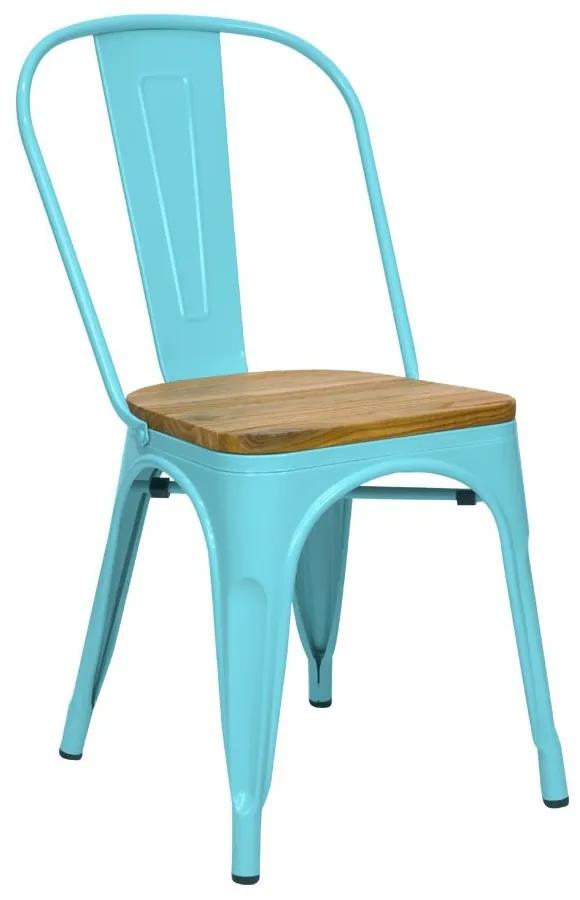 Cadeira Leeds Madeira Natural Azul Céu - DUDECO