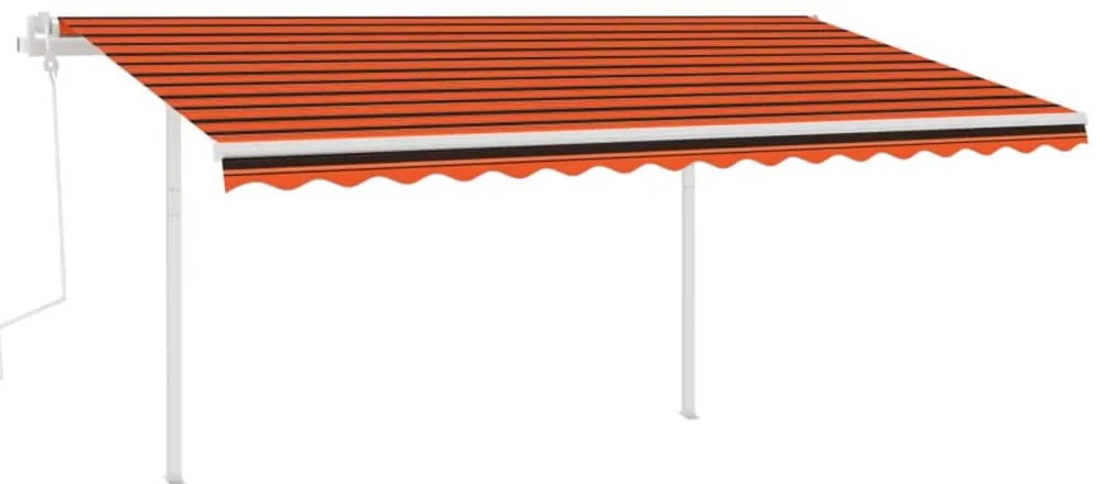 Toldo retrátil manual com luzes LED 4,5x3,5m laranja e castanho