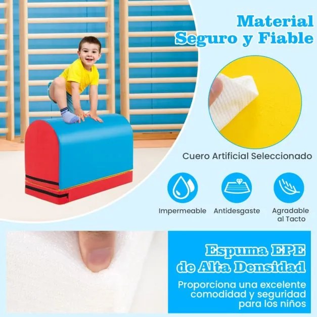Colchão de Treinos Ginastica 90 x 40 x 60 cm para treino com cavalo de salto e a ponte Desmontável Alça de Transporte Azul Claro