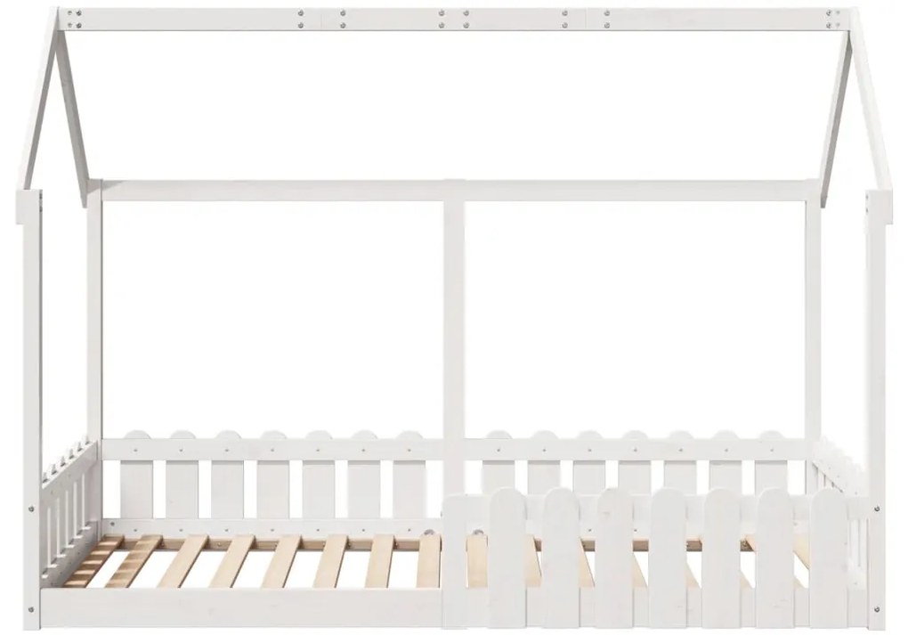 Cama infantil formato de casa 90x200 cm pinho maciço branco