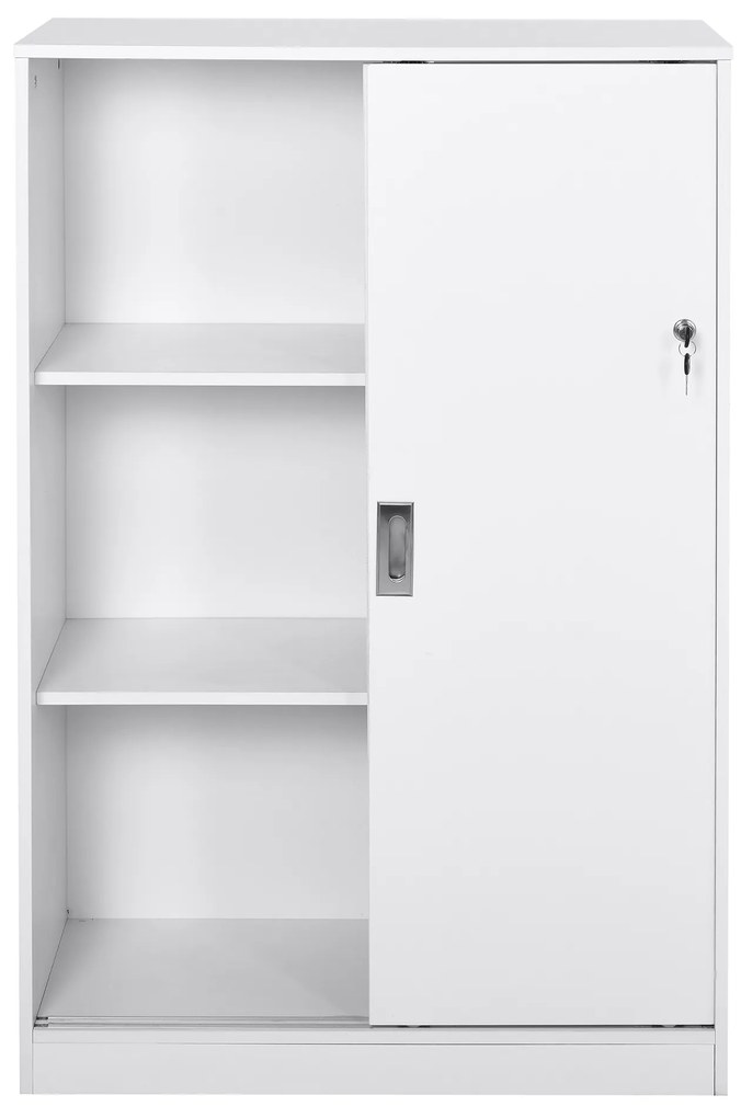 Armário de escritório com 2 portas deslizantes e 3 prateleiras 80x40x120 cm Branco