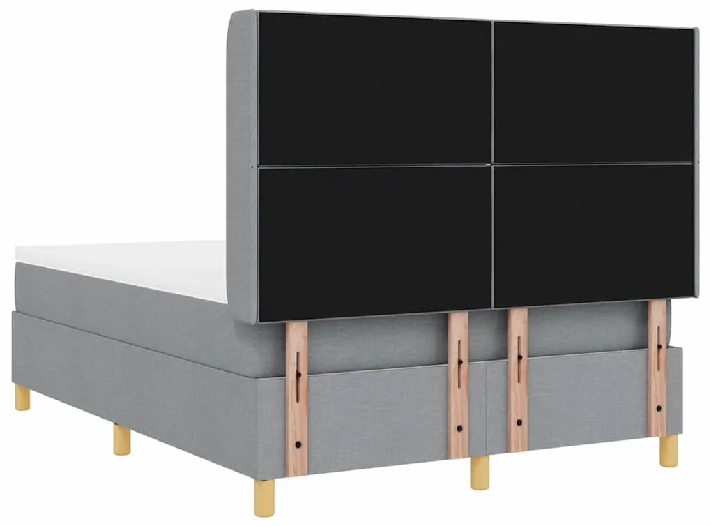Cama Box Spring vidaXL com Colchão e Luz LED Cinza Claro 140x200 cm Te