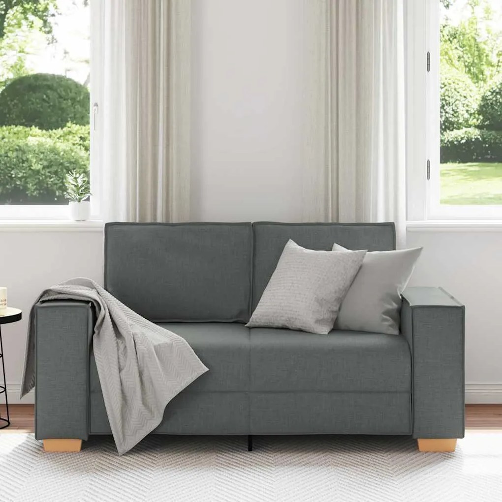 Sofá de 2 lugares cinza escuro 120 cm tecido