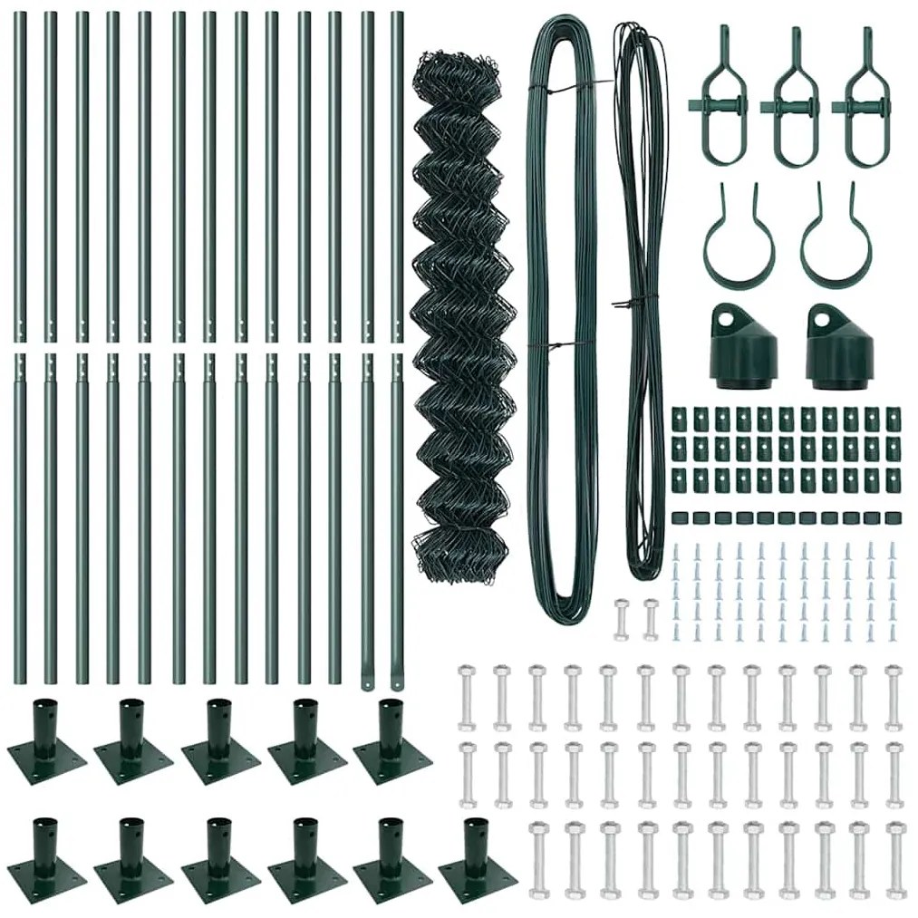 Conjunto de Postes de Cerca Prateado 0.8 x 25 m Aço Galvanizado