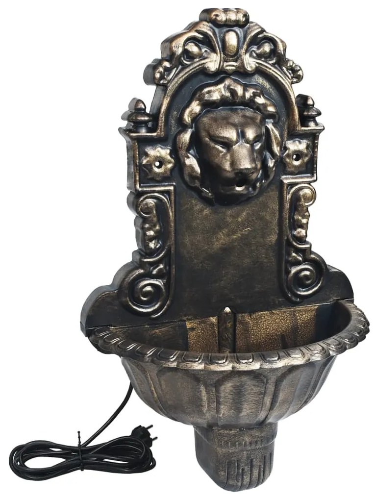 Fonte de parede com design cabeça de leão cor bronze