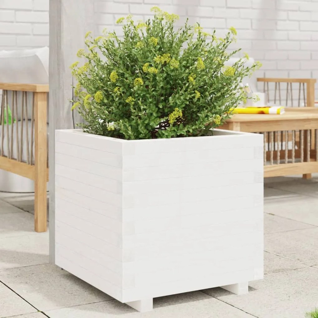 Vaso/floreira de jardim 50x50x49,5 cm pinho maciço branco