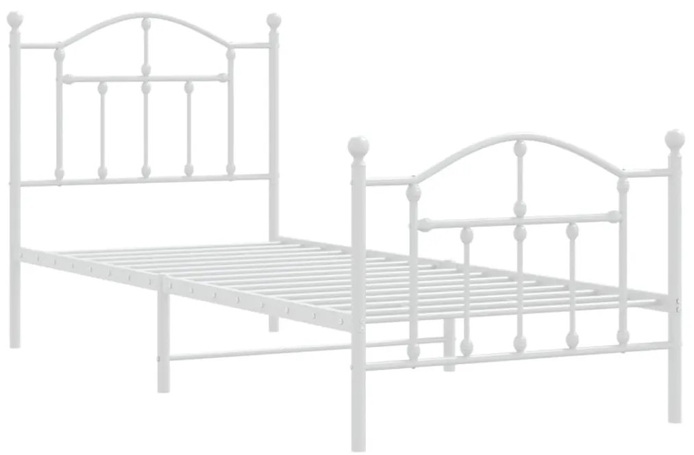 Estrutura de cama com cabeceira e pés 90x190 cm metal branco