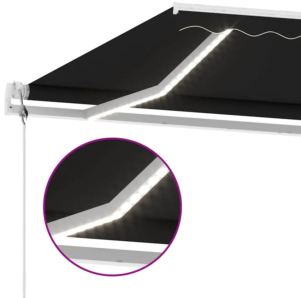 Toldo automático com LED e sensor de vento 500x300 cm antracite