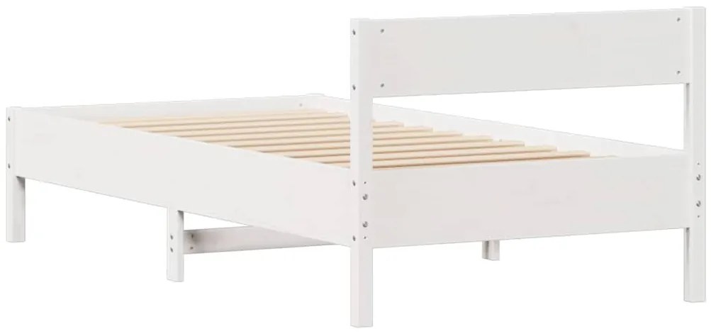 Cama sem colchão 90x200 cm madeira de pinho maciça branco