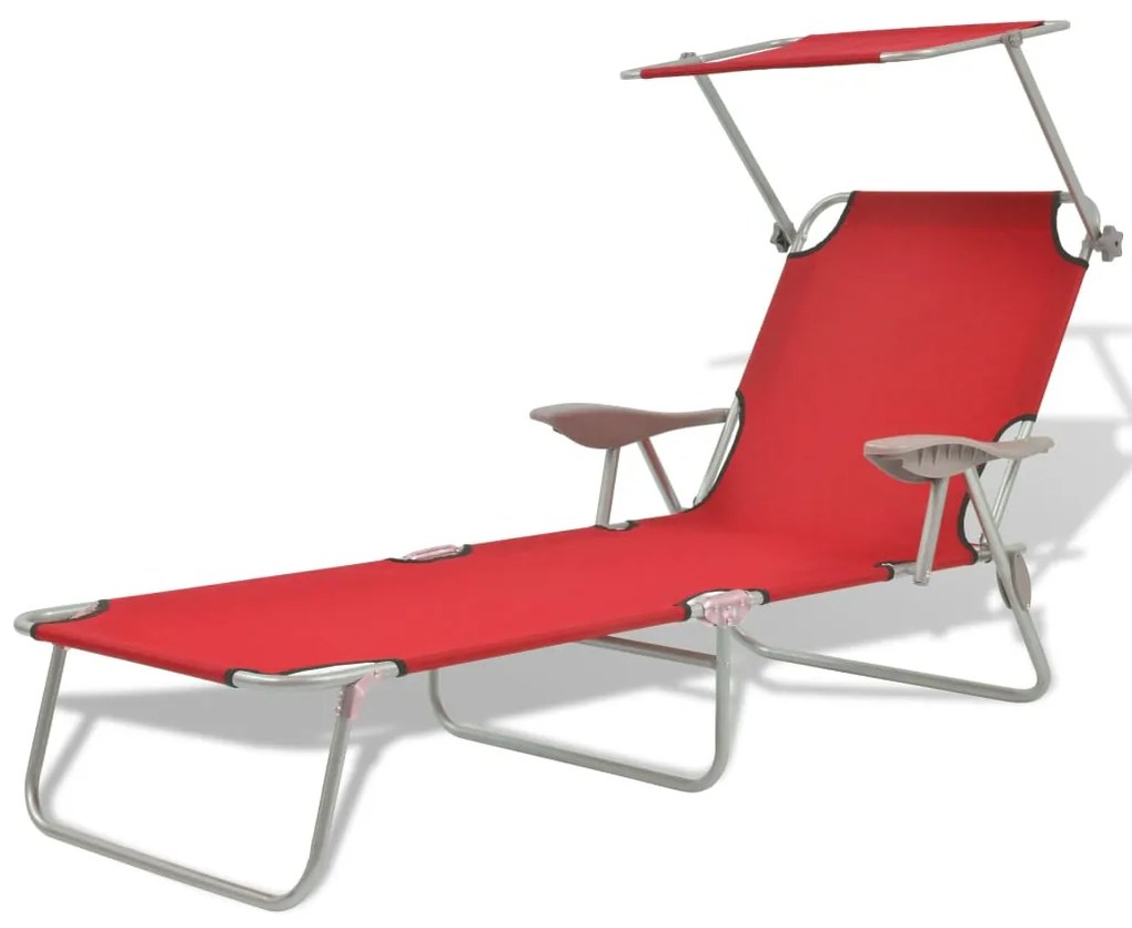 Espreguiçadeira com toldo aço vermelho