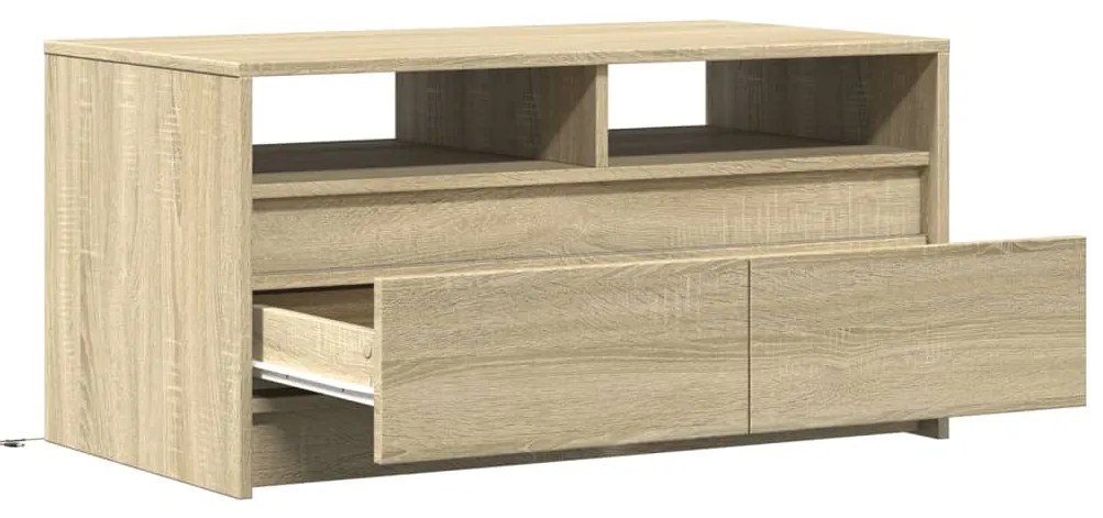 Mesa de centro c/ luzes LED derivados madeira carvalho sonoma