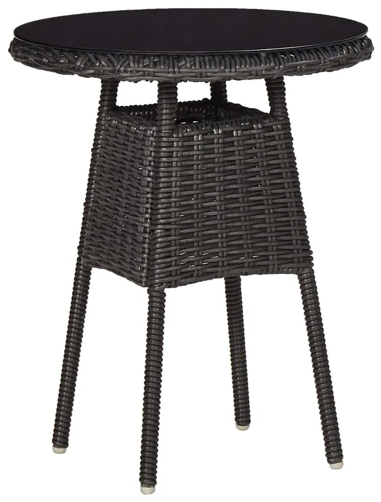 3 pcs conjunto bistrô de jardim com almofadões vime PE preto